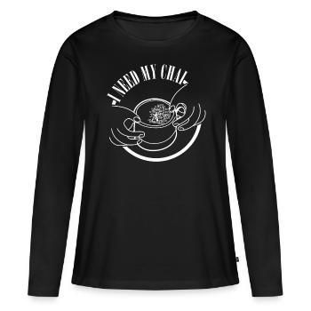 Thé Chaï Thé Chaï Latte - T-shirt manches longues Premium bio Femme - noir - Devant - Julia (174cm)