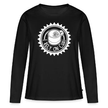 Thé Chai - T-shirt manches longues Premium bio Femme - noir - Devant - Julia (174cm)