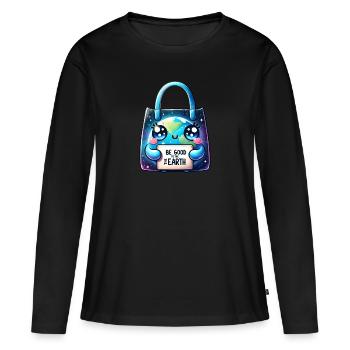Be Good To The Earth Wiederverwendbare Tragetasche Tag der Erde - Frauen Premium Bio Langarmshirt - Schwarz - Vorne - Julia (174cm)