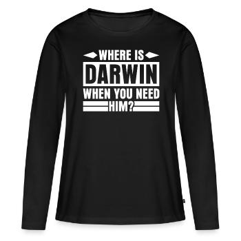 Misanthrope Darwin Darwinisme - T-shirt manches longues Premium bio Femme - noir - Devant - Julia (174cm)