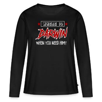 Darwin Darwinisme Misanthrope - T-shirt manches longues Premium bio Femme - noir - Devant - Julia (174cm)