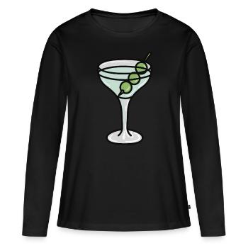 Verre à Martini aux olives - T-shirt manches longues Premium bio Femme - noir - Devant - Julia (174cm)