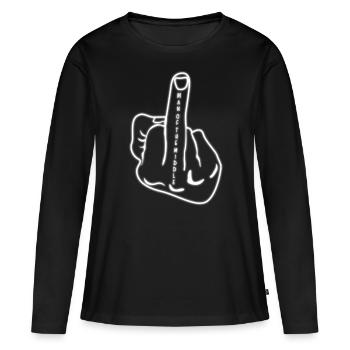 Middle Finger - Women's Premium Organic Long Sleeve Shirt - black - Front - Julia (174cm)
