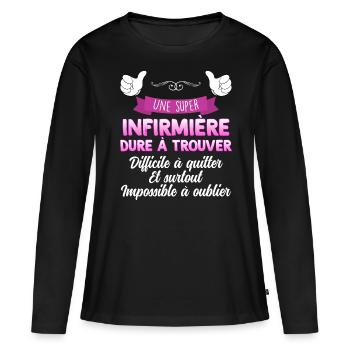 Krankenschwester verlässt Kollegin Freund - Frauen Premium Bio Langarmshirt - Schwarz - Vorne - Julia (174cm)