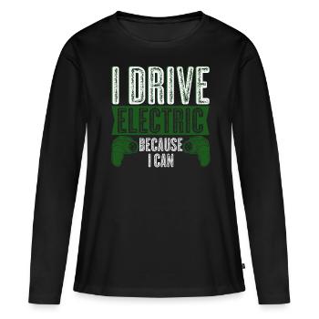 Voiture électrique Véhicule électrique Voiture électrique - T-shirt manches longues Premium bio Femme - noir - Devant - Julia (174cm)
