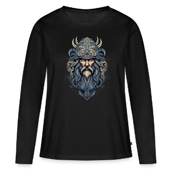 Wikinger für einen Wikinger und Wikinger Fan - Frauen Premium Bio Langarmshirt - Schwarz - Vorne - Julia (174cm)