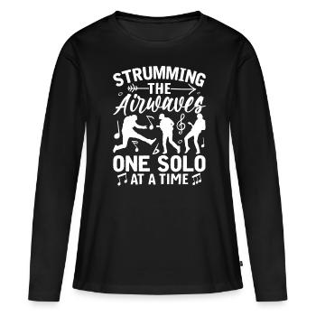 Air Guitar Air Guitariste Regardant Les Vagues De L’air - T-shirt manches longues Premium bio Femme - noir - Devant - Julia (174cm)