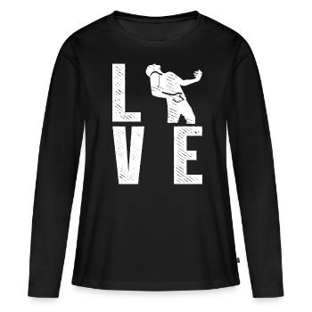 LOVE Air Guitar Air Guitariste - T-shirt manches longues Premium bio Femme - noir - Devant - Julia (174cm)