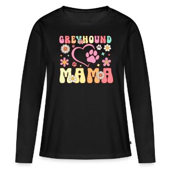 Greyhound Mom Groovy Dog Lover Dog Mom - Women's Premium Organic Long Sleeve Shirt - black - Front - Julia (174cm)