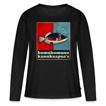 Humuhumunukunukuapua’a Pousseur de récif hawaïen - T-shirt manches longues Premium bio Femme - noir - Devant - Julia (174cm)