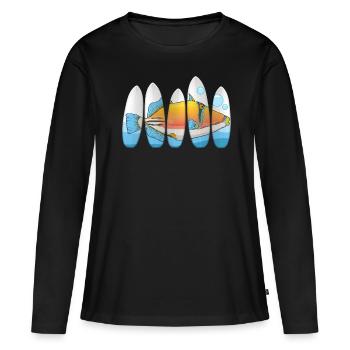 Humuhumunukunukuapua’a pousseur de récif hawaïen - T-shirt manches longues Premium bio Femme - noir - Devant - Julia (174cm)