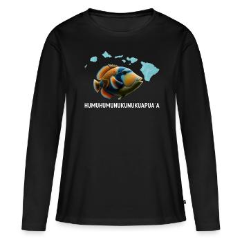Humuhumunukunukuapua’a Pousseur de récif hawaïen - T-shirt manches longues Premium bio Femme - noir - Devant - Julia (174cm)