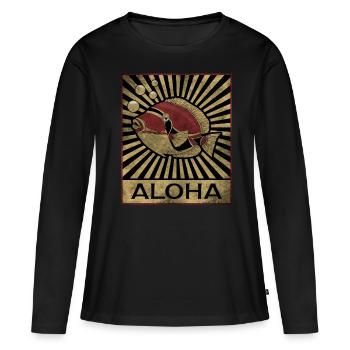 Humuhumunukunukuapua’a Pousseur de récif hawaïen - T-shirt manches longues Premium bio Femme - noir - Devant - Julia (174cm)