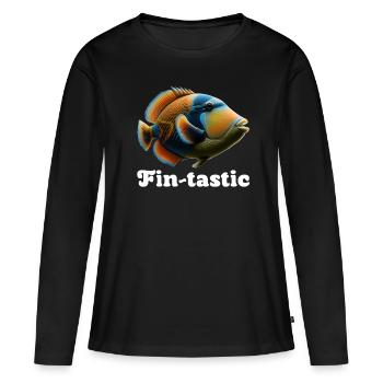 Baliste de récif hawaïen Humuhumunukunukuapua’a - T-shirt manches longues Premium bio Femme - noir - Devant - Julia (174cm)