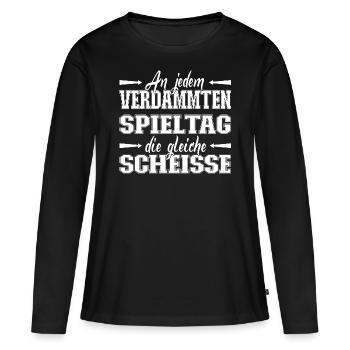 An jedem verdammten Spieltag die gleiche Scheisse - Frauen Premium Bio Langarmshirt - Schwarz - Vorne - Julia (174cm)