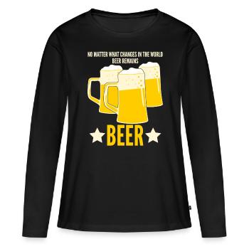 Beer Remains Beer - Frauen Premium Bio Langarmshirt - Schwarz - Vorne - Julia (174cm)