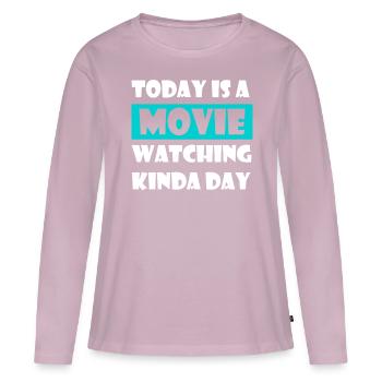 Soirée cinéma - T-shirt manches longues Premium bio Femme - rose poudré - Devant - Julia (174cm)