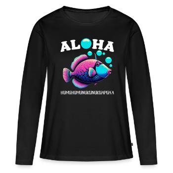 Humuhumunukunukuapua’a Pousseur de récif hawaïen - T-shirt manches longues Premium bio Femme - noir - Devant - Julia (174cm)