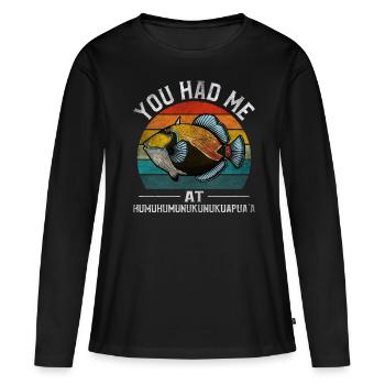 Humuhumunukunukuapua’a Pousseur de récif hawaïen - T-shirt manches longues Premium bio Femme - noir - Devant - Julia (174cm)