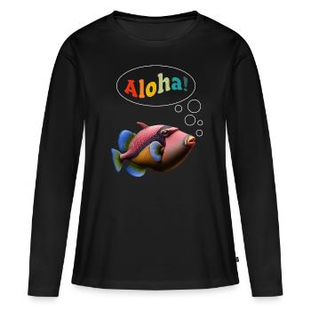 Humuhumunukunukuapua’a Pousseur de récif hawaïen - T-shirt manches longues Premium bio Femme - noir - Devant - Julia (174cm)