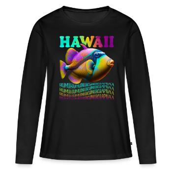 Humuhumunukunukuapua’a pousseur de récif hawaïen - T-shirt manches longues Premium bio Femme - noir - Devant - Julia (174cm)
