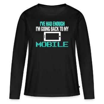 Cellphone Mobile Phone Smartphone - Women's Premium Organic Long Sleeve Shirt - black - Front - Julia (174cm)