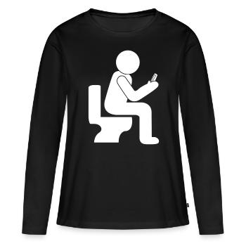 Mobile Phone Toilet Smartphone Cellphone - Women's Premium Organic Long Sleeve Shirt - black - Front - Julia (174cm)