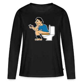 Cellphone Toilet Smartphone Mobile Phone - Women's Premium Organic Long Sleeve Shirt - black - Front - Julia (174cm)