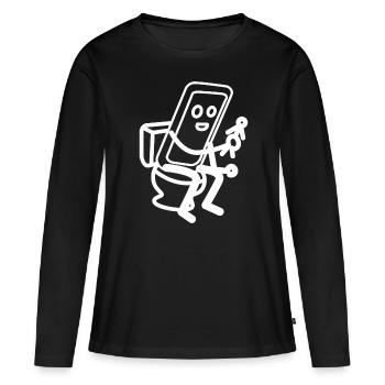 Smartphone Toilet Cellphone Mobile Phone - Women's Premium Organic Long Sleeve Shirt - black - Front - Julia (174cm)