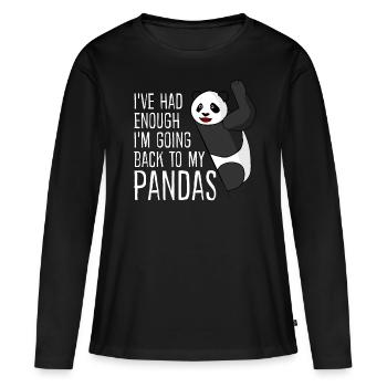 Panda géant Panda Ours Pandas - T-shirt manches longues Premium bio Femme - noir - Devant - Julia (174cm)