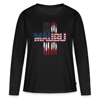 Drapeau Malibu USA - T-shirt manches longues Premium bio Femme - noir - Devant - Julia (174cm)