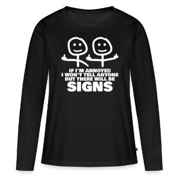 Middle Finger Misanthrope Middle Fingers - Women's Premium Organic Long Sleeve Shirt - black - Front - Julia (174cm)