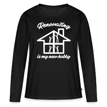 Maison Construction Propriétaire Rénovation - T-shirt manches longues Premium bio Femme - noir - Devant - Julia (174cm)