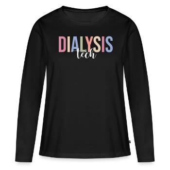 Technicien en dialyse - T-shirt manches longues Premium bio Femme - noir - Devant - Julia (174cm)
