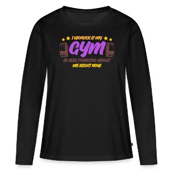 Motivation du bodybuilder Joke Bodybuilder - T-shirt manches longues Premium bio Femme - noir - Devant - Julia (174cm)