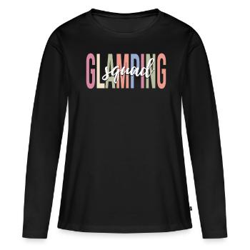 Amateurs de glamping Glamping Team Camping - T-shirt manches longues Premium bio Femme - noir - Devant - Julia (174cm)