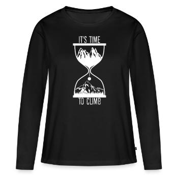 Alpinisme Trekking Randonnée - T-shirt manches longues Premium bio Femme - noir - Devant - Julia (174cm)