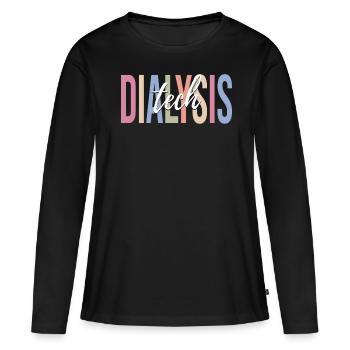 Technicien en dialyse - T-shirt manches longues Premium bio Femme - noir - Devant - Julia (174cm)