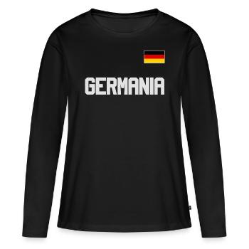 Deutschland Trikot Look GERMANIA mit Flagge Fahne - Frauen Premium Bio Langarmshirt - Schwarz - Vorne - Julia (174cm)