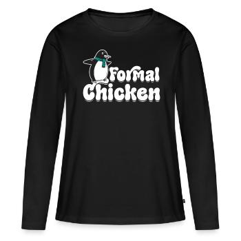 Drôle Meme Penguin Lover Poulet formel Illust - T-shirt manches longues Premium bio Femme - noir - Devant - Julia (174cm)