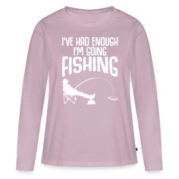 Canne à pêche Fisherman Pike Fish - T-shirt manches longues Premium bio Femme - rose poudré - Devant - Julia (174cm)