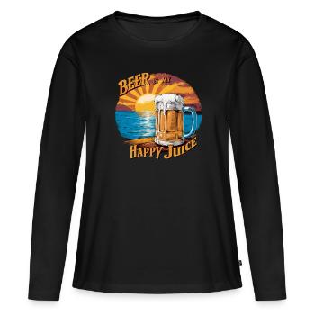 don´t worry Bier happy - Frauen Premium Bio Langarmshirt - Schwarz - Vorne - Julia (174cm)