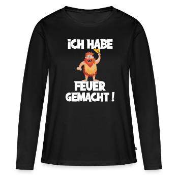 Ich hab Feuer gemacht für alle Männer - Frauen Premium Bio Langarmshirt - Schwarz - Vorne - Julia (174cm)