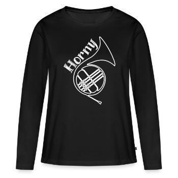 Brass Instrument Orchestra French Horn - Frauen Premium Bio Langarmshirt - Schwarz - Vorne - Julia (174cm)