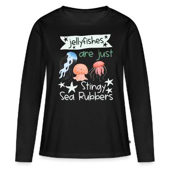 Quallen sind nur geizige Meeresgummis Lustige Qual - Frauen Premium Bio Langarmshirt - Schwarz - Vorne - Julia (174cm)