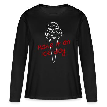 Ice Cream Cup Summer Icecream - Frauen Premium Bio Langarmshirt - Schwarz - Vorne - Julia (174cm)