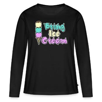 Ice Cream Cup Icecream - Frauen Premium Bio Langarmshirt - Schwarz - Vorne - Julia (174cm)