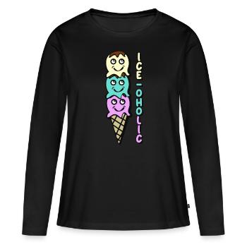 Ice Cream - Frauen Premium Bio Langarmshirt - Schwarz - Vorne - Julia (174cm)