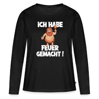 Ich hab Feuer gemacht für alle Männer - Frauen Premium Bio Langarmshirt - Schwarz - Vorne - Julia (174cm)
