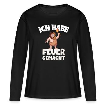 Ich hab Feuer gemacht für alle Männer - Frauen Premium Bio Langarmshirt - Schwarz - Vorne - Julia (174cm)